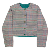 Womens Blazer Jacket Beige 80s Houndstooth L