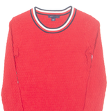 TOMMY HILFIGER Womens Jumper Red Cable Knit 3/4 Sleeve XS