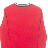 TOMMY HILFIGER Womens Jumper Red Cable Knit 3/4 Sleeve XS