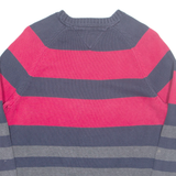 TOMMY HILFIGER Mens Patterned Jumper Blue Striped Tight Knit XL