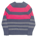 TOMMY HILFIGER Mens Patterned Jumper Blue Striped Tight Knit XL