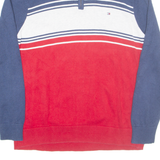TOMMY HILFIGER Mens Patterned Jumper Red Striped 1/4 Zip Tight Knit L