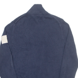 TOMMY HILFIGER Mens Cardigan Blue High Neck Tight Knit M
