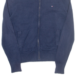 TOMMY HILFIGER Mens Cardigan Blue High Neck Tight Knit M