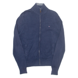 TOMMY HILFIGER Mens Cardigan Blue High Neck Tight Knit M