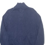 TOMMY HILFIGER Mens Cardigan Blue High Neck Tight Knit M