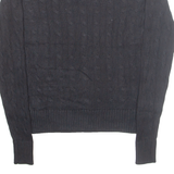 TOMMY HILFIGER Womens Jumper Black V-Neck Cable Knit S