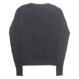 TOMMY HILFIGER Womens Jumper Black V-Neck Cable Knit S