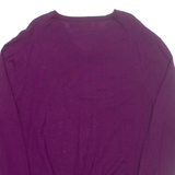 POLO RALPH LAUREN Womens Jumper Purple V-Neck Tight Knit Wool L