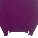 POLO RALPH LAUREN Womens Jumper Purple V-Neck Tight Knit Wool L