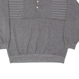 Mens Patterned Jumper Grey Striped Collared Tight Knit XL