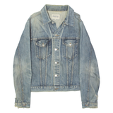 MOTO Distressed Mens Denim Jacket Blue S