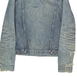 MOTO Distressed Mens Denim Jacket Blue S