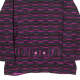 DIVINA OF SWITZERLAND Womens Blazer Jacket Purple Knit Wool 90s Crazy Pattern UK 10