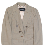 MAX&CO Womens Blazer Jacket Beige Wool Houndstooth UK 10