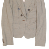 MAX&CO Womens Blazer Jacket Beige Wool Houndstooth UK 10