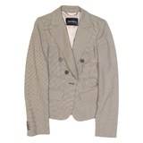 MAX&CO Womens Blazer Jacket Beige Wool Houndstooth UK 10