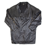 Womens Blazer Jacket Black Faux Leather 90s UK 16