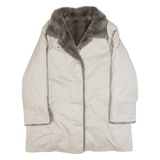 DIOLEN Faux Fur Lined Womens Overcoat Coat Grey 90s L