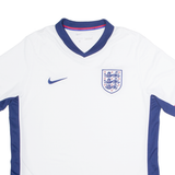 NIKE Dri Fit England Mens Football Shirt Jersey White V-Neck L