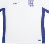 NIKE Dri Fit England Mens Football Shirt Jersey White V-Neck L
