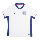 NIKE Dri Fit England Mens Football Shirt Jersey White V-Neck L