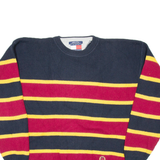 TOMMY HILFIGER Mens Patterned Jumper Black Striped Tight Knit L