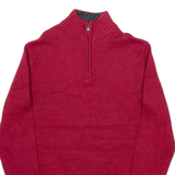 CHAPS Mens Jumper Red 1/4 Zip Tight Knit S