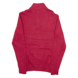 CHAPS Mens Jumper Red 1/4 Zip Tight Knit S
