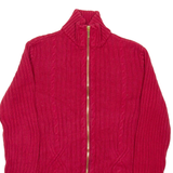 CHAPS Womens Cardigan Red 1/2 Zip Cable Knit L