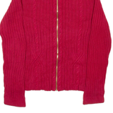 CHAPS Womens Cardigan Red 1/2 Zip Cable Knit L