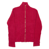 CHAPS Womens Cardigan Red 1/2 Zip Cable Knit L