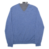 CALVIN KLEIN Mens Jumper Blue V-Neck Tight Knit Wool L