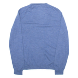 CALVIN KLEIN Mens Jumper Blue V-Neck Tight Knit Wool L
