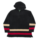 LAUREN RALPH LAUREN Womens Jumper Black Striped 1/4 Zip Tight Knit Wool L