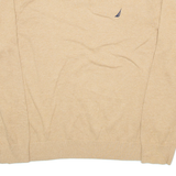 NAUTICA Mens Jumper Beige V-Neck Tight Knit XL