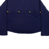 PUMA Cropped Popper Sleeves Womens Sweatshirt Blue V-Neck UK 16