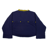 PUMA Cropped Popper Sleeves Womens Sweatshirt Blue V-Neck UK 16