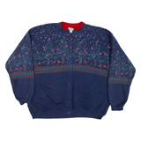 Button-Up Womens Sweatshirt Blue L