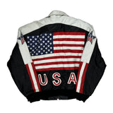 USA Flag Phase 2 Graphic Leather Jacket - XL Black Leather