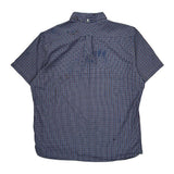 Lacoste Checked Short Sleeve Shirt - Medium Blue Cotton