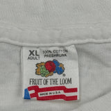 Single Stitch Greek Letters Fruit Of The Loom Graphic T-Shirt - XL White Cotton
