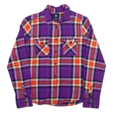 AMERICAN EAGLE Womens Flannel Shirt Purple Check Long Sleeve S