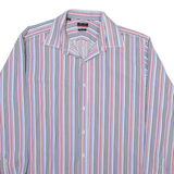 PIERRE CARDIN Mens Shirt White Striped Long Sleeve L