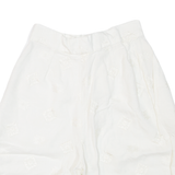 JACQUES FATH Pleated Womens Casual Shorts White Relaxed 90s XXS W24