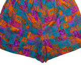 BOLO SPIRIT Mens Casual Shorts Blue Relaxed 90s Crazy Pattern XL W30