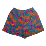 BOLO SPIRIT Mens Casual Shorts Blue Relaxed 90s Crazy Pattern XL W30