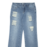 DRIVER Distressed Womens Jeans Blue Relaxed Bootcut Stone Wash W31 L32