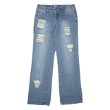 DRIVER Distressed Womens Jeans Blue Relaxed Bootcut Stone Wash W31 L32