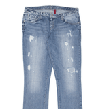 GUESS Weekend Distressed Womens Jeans Blue Regular Straight Stone Wash W32 L34